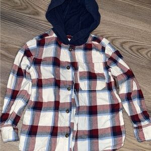 Carter's Red and Blue Plaid Hooded Shirt